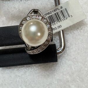 Imitation Pearl and Pave CZ Swirl Wrap Ring